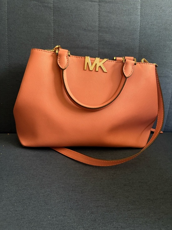 Michael Kors Handbags - Michael Kors Orange Saffiano Satchel with Gold MK Logo